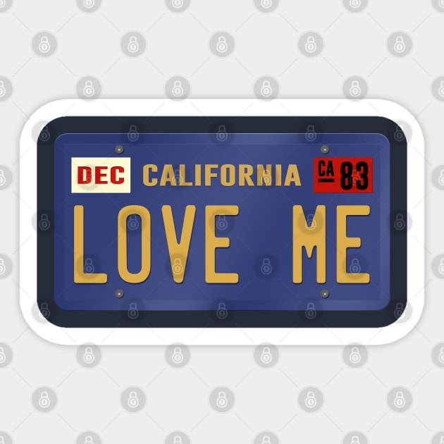 Holiday Road Love Me License Plate Sticker by DeepDiveThreads